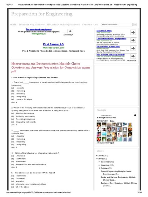 Diploma Instrumentation Multiple Choice Questions Answers Epub