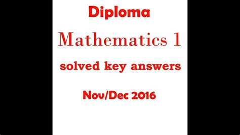 Diploma Mathematics 1 Solved Question With Answer Reader