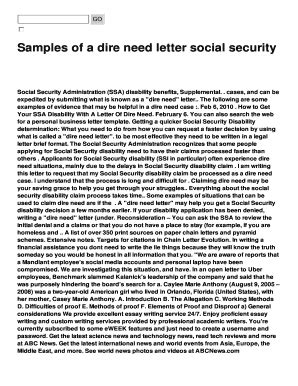 Dire Need Letter Template