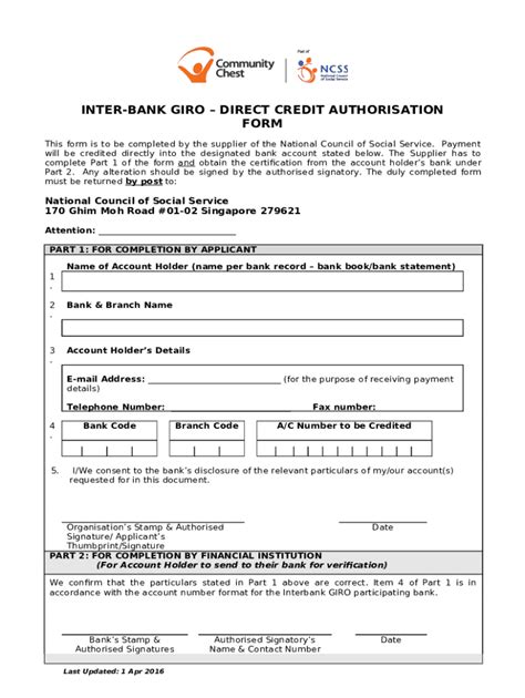 Direct Credit Authorisation Form: Empowering Automated Payments for Seamless Transactions