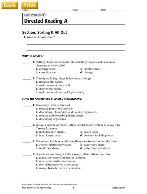 Directed Holt Science And Technology Answers Classification Kindle Editon