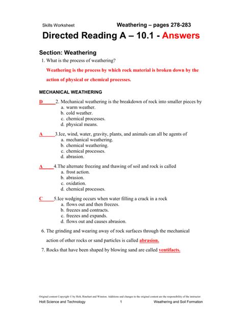 Directed Reading A Answer Key Doc