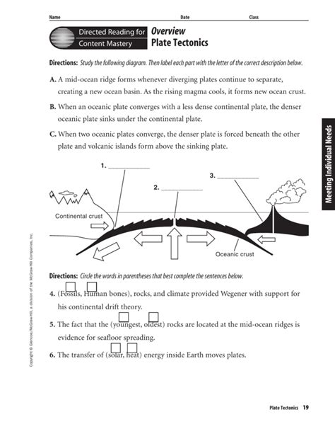 Directed Reading For Content Mastery Plate Tectonics Answer Key PDF