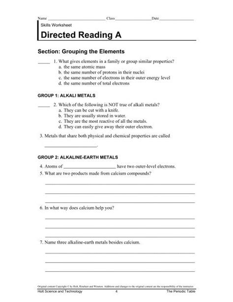 Directed Reading Worksheet Answers Doc