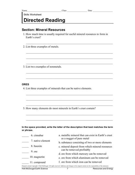 Directed Reading Worksheet Answers Epub