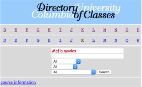 Directory of Classes Columbia
