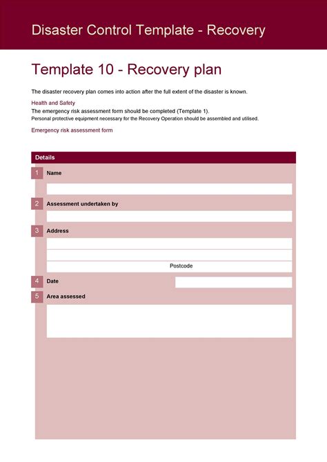 Disaster Recovery Plans Template
