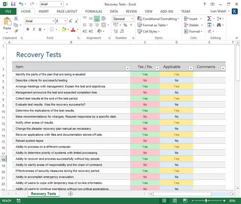 Disaster Recovery Test Report Template