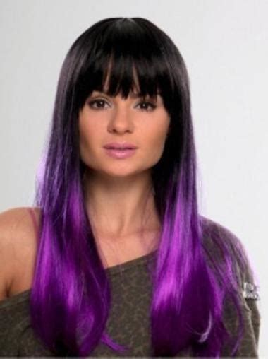 Discount New Arrival 10 Inches Straight Full Lace Purple 100% Indian Remy Hair Ombre Wigs