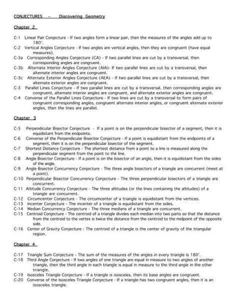 Discovering Geometry Conjectures Answers Reader