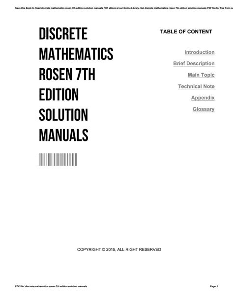 Discrete mathematics rosen 7th edition instructor manuals Ebook Kindle Editon