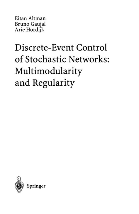 Discrete-Event Control of Stochastic Networks Multimodularity and Regularity Kindle Editon