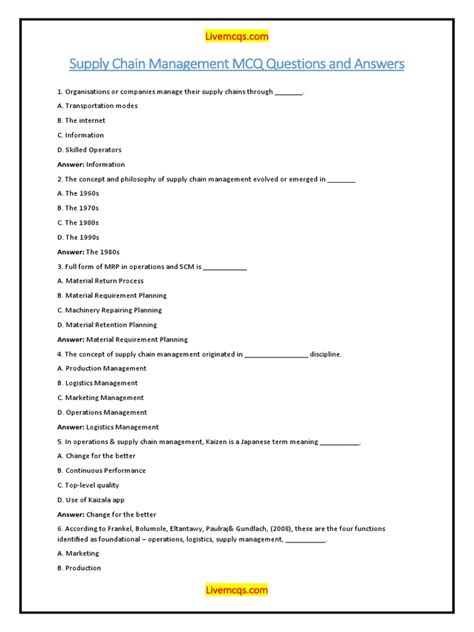 Discussion Questions Answers For Supply Chain Management Reader