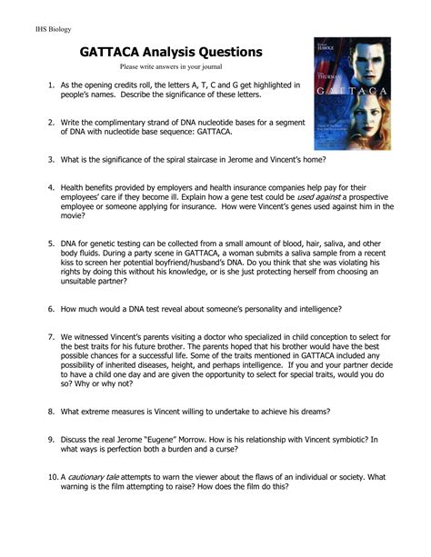 Discussion Questions Gattaca Answers PDF