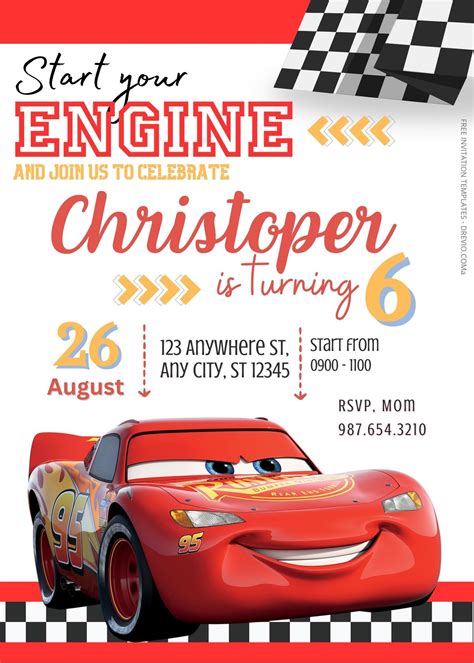 Disney Cars Invitations Templates Free