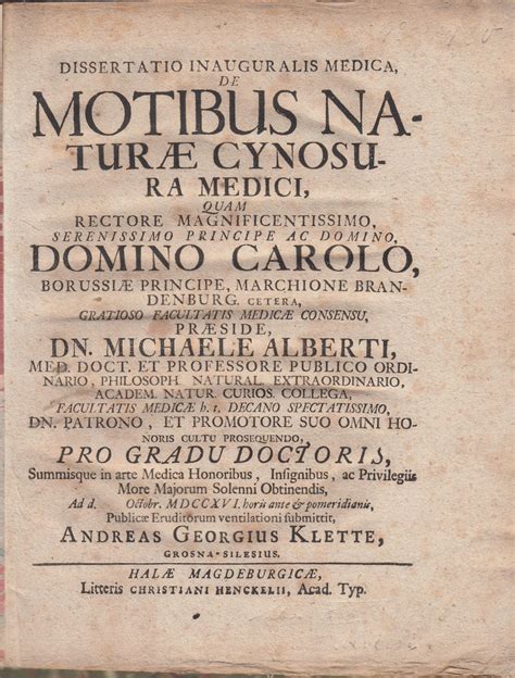 Dissertatio Medica Inauguralis Doc