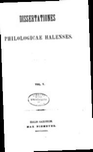 Dissertationes Philologicae Halenses Reader