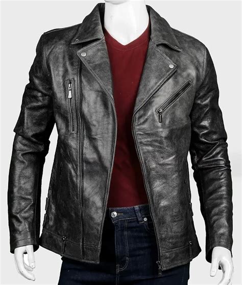 Distressed Leather Jacket: