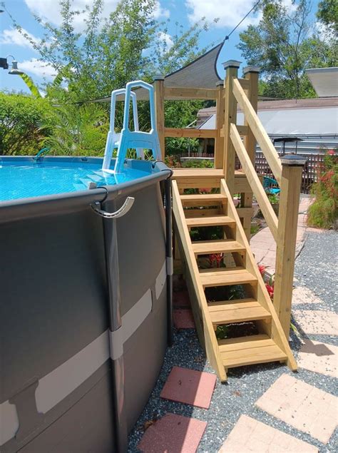 Dive into Delight: Above Ground Pool Stairs with Platform – The Masterpiece of Poolside Luxury