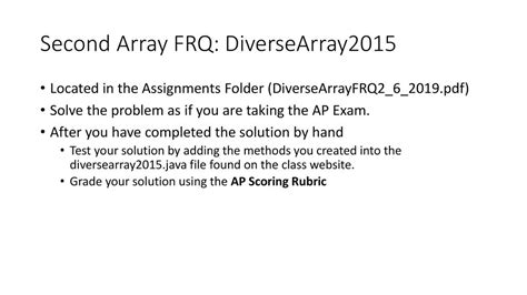 Diverse Array AP CSA FRQ: Dive into a World of Limitless Possibilities