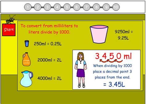 Divide the number of milliliters by 1000.