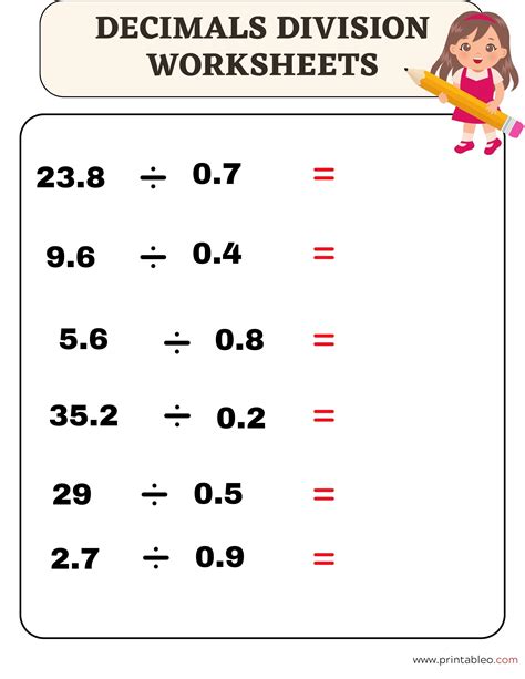 Dividing Decimal Problems With Answer Reader