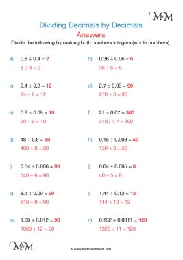 Dividing Decimals Answers Reader