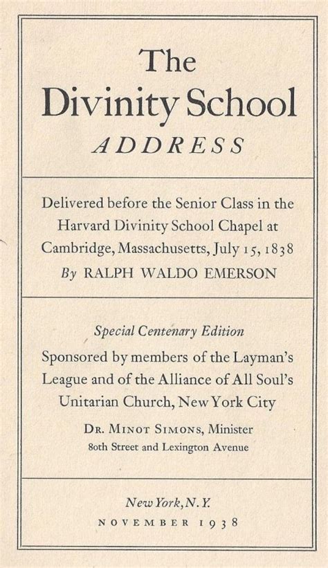 Divinity School Address Kindle Editon