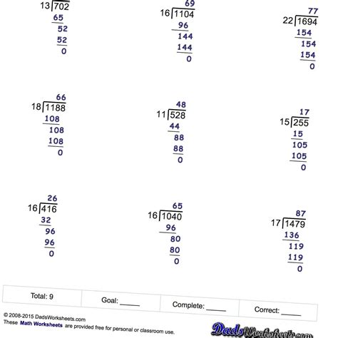 Division Worksheets With Answer Key Epub