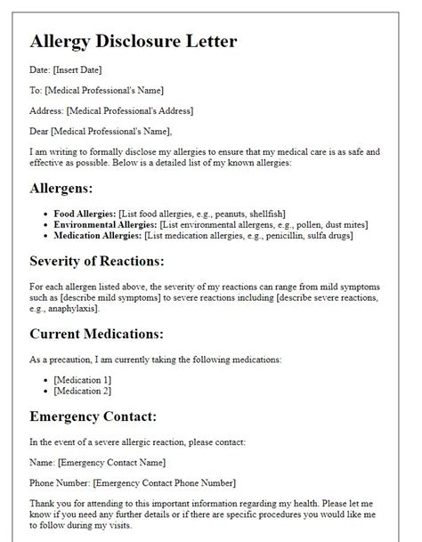 Doctor Allergy Letter Template