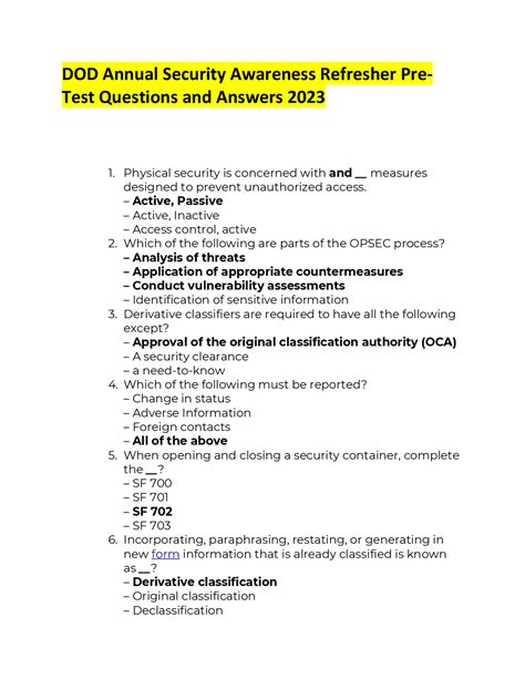 Dod Information Assurance Awareness Test Answers Kindle Editon