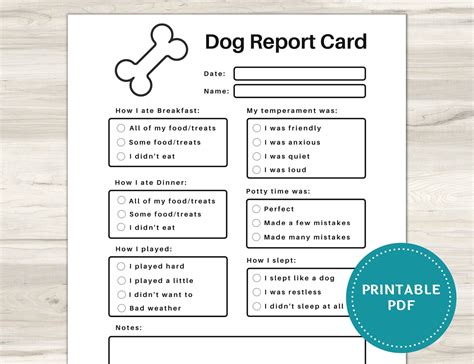 Dog Report Card Template