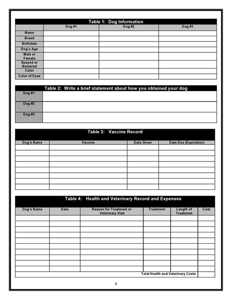Dog Vaccination Record Template
