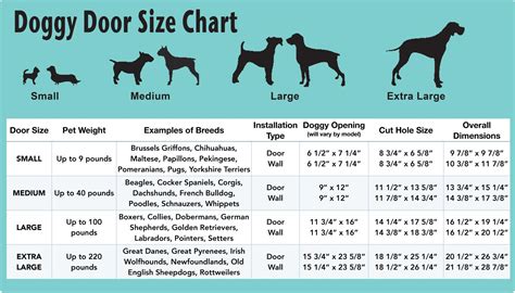 Doggie Door Size Chart