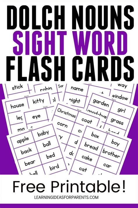 Dolch Sight Word Flashcards Printable