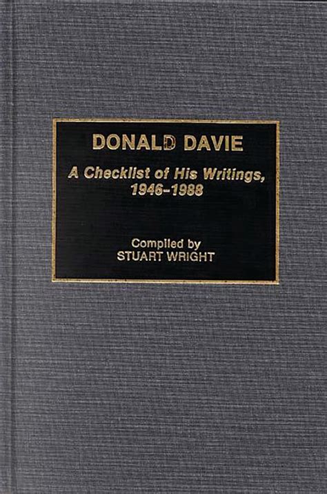 Donald Davie A Checklist of His Writings Reader