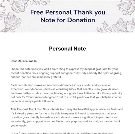 Donation Thank You Note Template