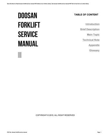 Doosan Forklift Repair Manuals Ebook Reader