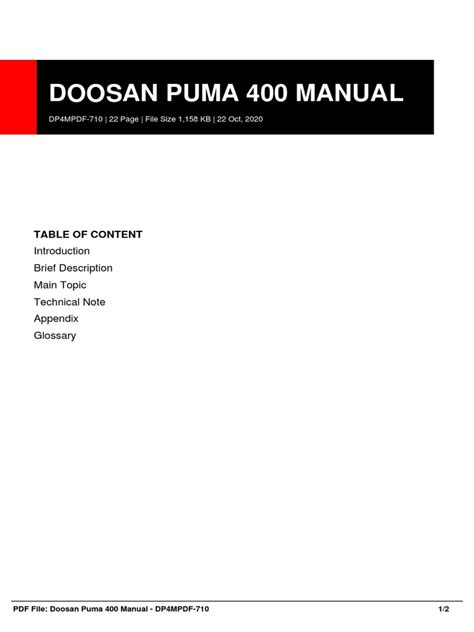 Doosan Puma 400 Manual Ebook PDF