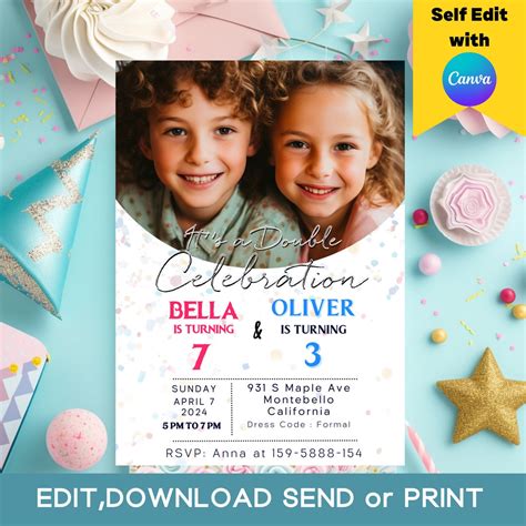 Double Birthday Invitation Templates