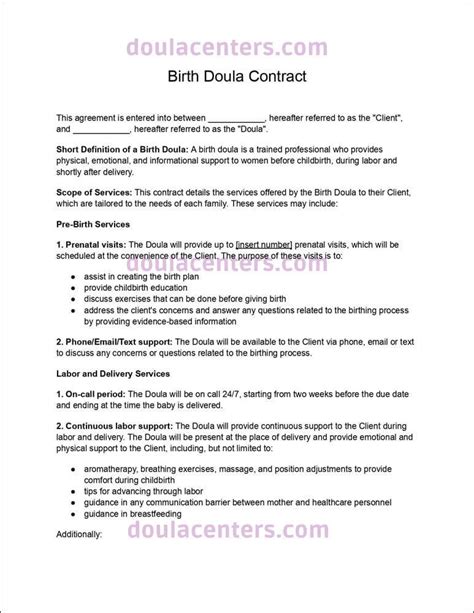 Doula Contract Template