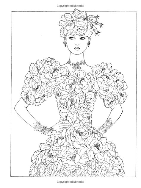 Dover Publications Flower Fashion Fantasies Adult Coloring