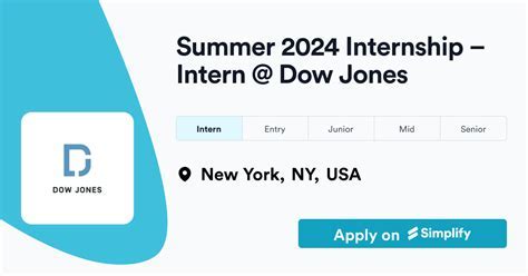 Dow Jones Summer Internship 2024: A Gateway to a Lucrative Career in Finance