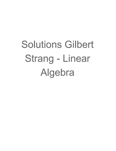 Downlaod Solution Linear Algebra Gilbert Strang Epub