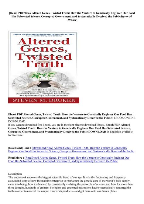 Download Altered Genes  Twisted Truth  How the Venture to Genetically Engineer PDF Kindle Editon