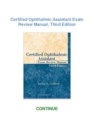 Download Certified Ophthalmic Assistant Exam Review Manual PDF Epub