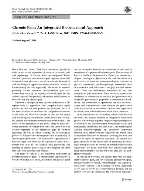 Download Chronic Pain An Integrated Biobehavioral Approach PDF Reader