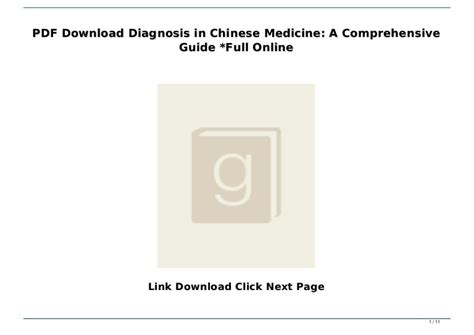 Download Diagnosis In Chinese Medicine A Comprehensive Guide Pdf Reader