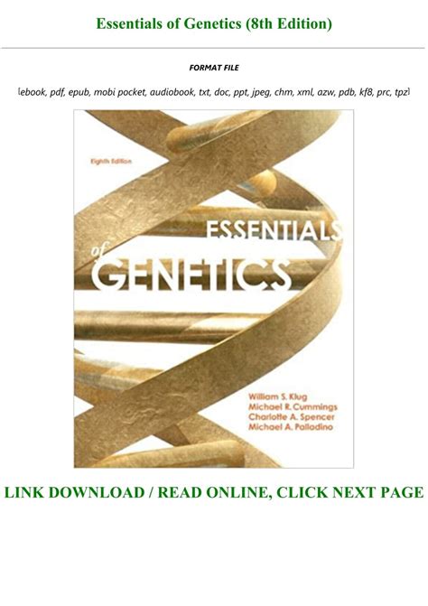 Download Essentials of Genetics  8th Edition PDF PDF