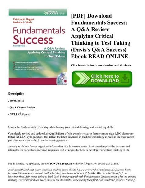 Download Fundamentals Success A Q and A Review Applying Critical Thinking to Test Taking PDF Reader